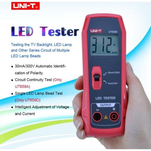 UNI-T LED Lamp Tester 85~265V 50Hz~60Hz Power Intelligent Adjustment Of Voltage Current Continuity Test LCD Display UT659A/D