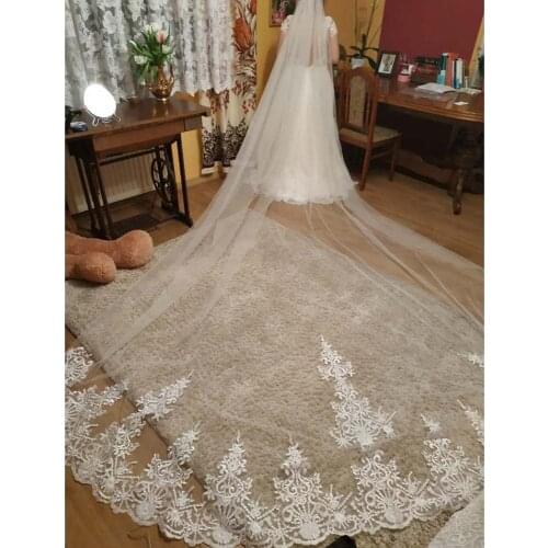 Voile Mariage 4M Bridal Veils with Metal Comb Long Lace One Layer White Ivory Wedding Veil Velo Novia 2019