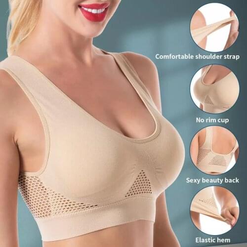 1820 Fashionable Ladies Sports Top Breathable Hollow Mesh Gathering Bra Comfortable Large Size Bra Vest Bras For Women XXL 5XL