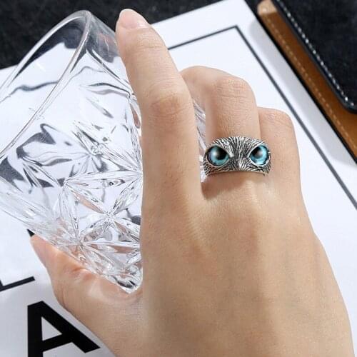 Owl Ring For Women Girl Retro Animal Open Adjustable Ring Statement Jewelry Gift