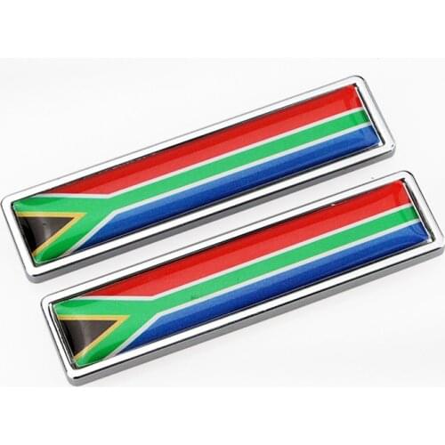 1 Pair South Africa flag 3D Metal Car Sticker Decal Decoration Badge Emblem Accessories Auto Stickers For Audi Bmw Toyota Seat