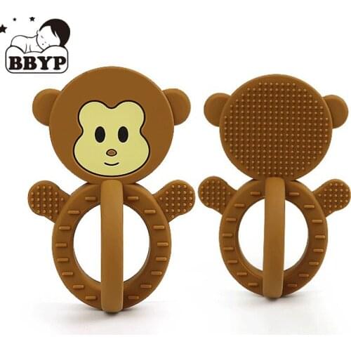 10Pcs Silicone Cartoon Monkey Teether Toy Ball Training hand grip Baby Teething Infant Chewing Toy Food Silicone Baby Gifts