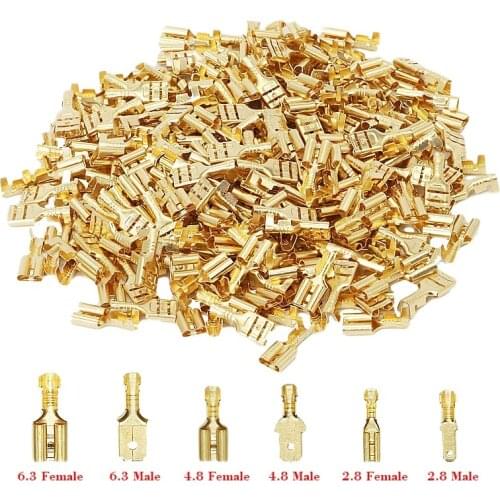 100pcs Female and male Crimp Terminal Connector 2.8/4.8/6.3mm Gold Brass/Silver Car Speaker Electric Insulated Wire Connectors