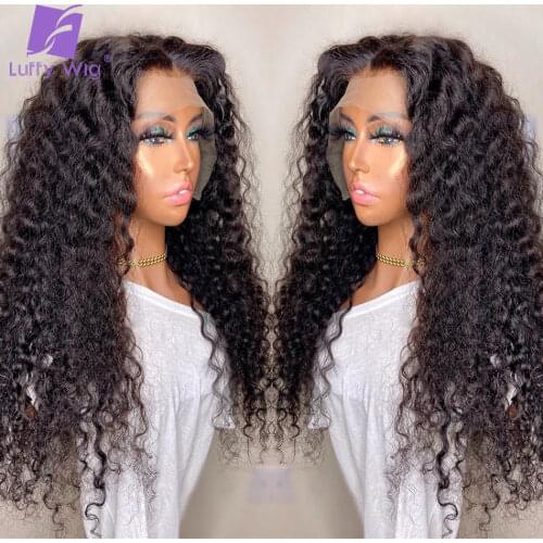 13x6 HD Lace Front Wig Brazilian Remy Human Hair Wigs Glueless 200 Density Deep Curly Wig Pre Plucked For Black Women luffywig