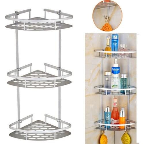 2 And 3 Tier Corner Storage Holder Shelves Bathroom Shampoo Shower Kitchen Storage Rack Organizer Bath Accessory Sets No-drill