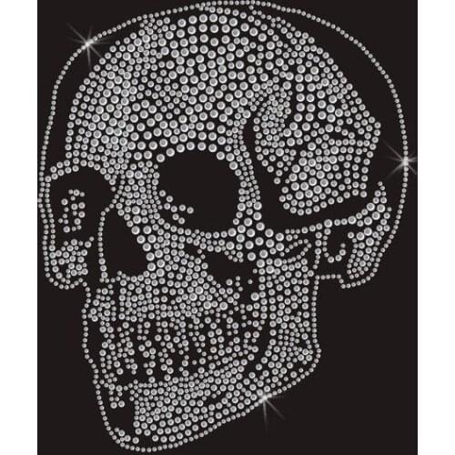 2 pc/lot headphone Skull Rhinestone Applique hot fix rhinestone patches iron on crystal transfers design shirt bag