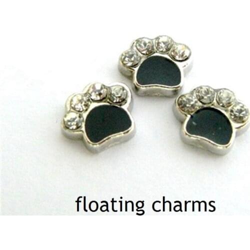 20PCS Alloy Enamel Black Footprint Floating Locket Charms Fit Glass Locket Cute Charms DIY Handmade Jewelry Accessories