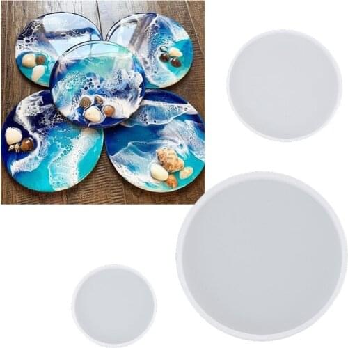 3Pcs Round Tray Coaster Epoxy Resin Mold Cup Mat Mug Pad Silicone Mould DIY Crafts Jewelry Faux Agate Slices Home Decoration