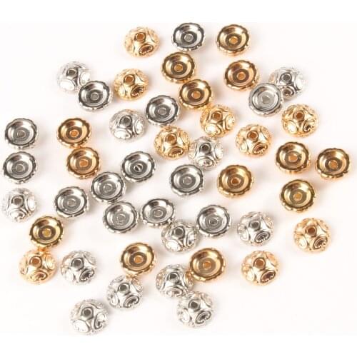 300pcs 7x3mm Round Caps CCB Hollow End Beads Flower Caps Loose Spacer Beads For Jewelry Making DIY Needlework Supplies Wholesale