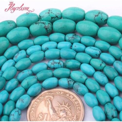4x8,8x12,10x14mm Natural Blue Oval Smooth Turquois Stone Beads Strand 15" For Necklace Jewelry Making Accessorie,Free Shipping