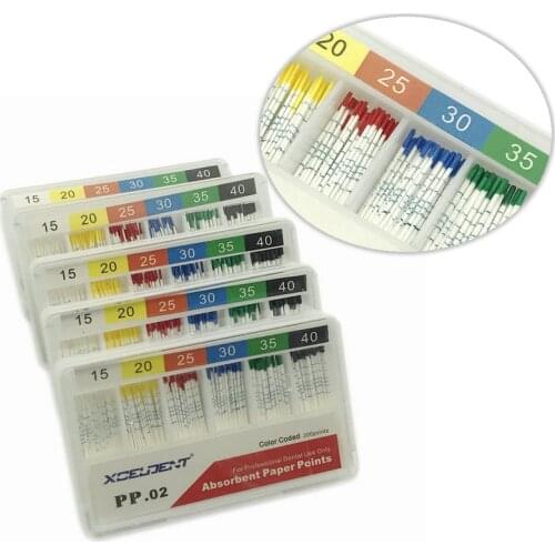 5 Boxes Dental Absorbent Paper Points with Mark Root Cancel Endodontics Cotton Fiber Tips Dentist Product 15-40