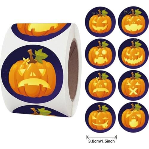 500pcs/Roll Creative Halloween Pumpkin Series Learning Reward Classic Toy Sticker Fashion Decoration Seal Stickers