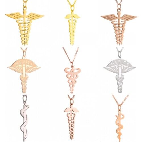 6 Style Double-headed Helix Snake Shape Wing Necklace Stainless Steel Gold Silver Color Pendant Necklaces For Women Men Jewelry