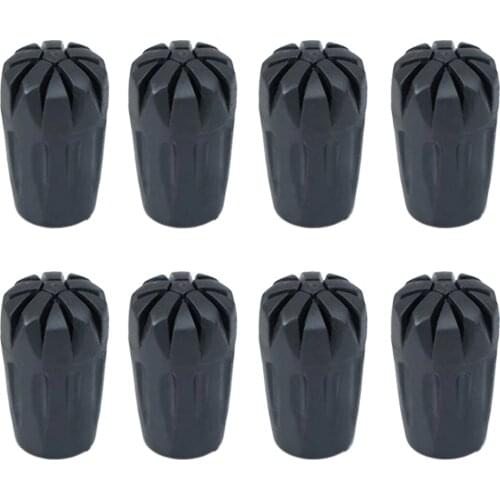8 Pieces Trekking Hiking Stick Tips Antislip Walking Pole Cap Cover Black