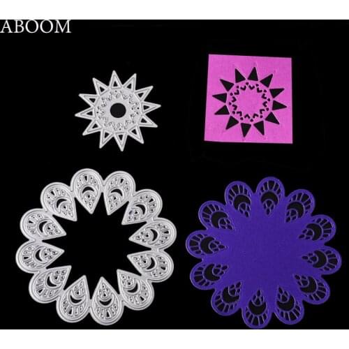 ABOOM Hot Sale 2PC Flower Round Circle Metal Cutting Dies Stencil Paper Card Embossing DIY Scrapbook Album Die Cut Card Template