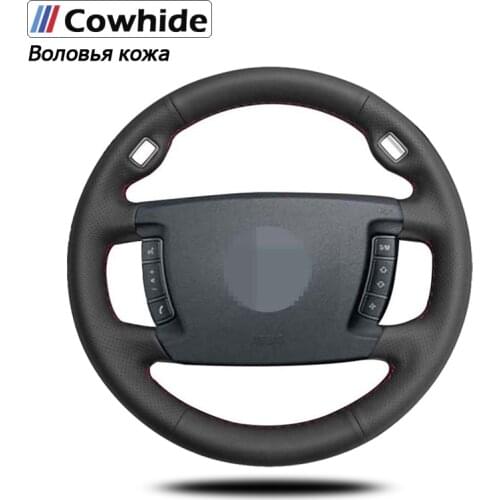 Handsewing Black Genuine Leather Steering Wheel Covers For BMW E65 E66 2001- 2008 (4-Spoke)