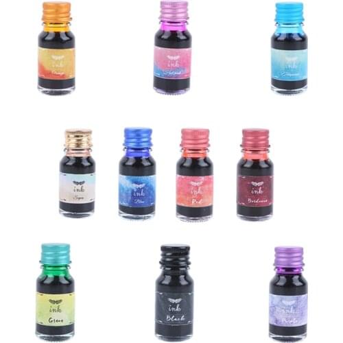 1 Bottle Pure Colorful 10ml Fountain Pen Ink Non-carbon Refilling Ink Stationery