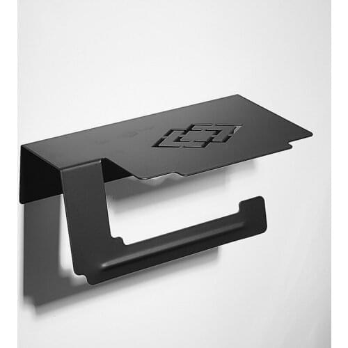 Toilet Paper Holders Black 304 Stainless Steel Towel Holder And Phone Holder Wall Mount Toilet Paper Holder Bathroom Accessories