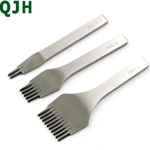 New 3pcs/set 4size(2.7 3.0 3.38 3.85)mm White Steel handwork Hole Punch Stitching Craft Leather Tool Carving Prongs(2+5+10)teeth