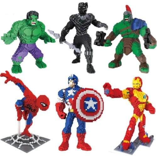 Marvel The Avengers Super Heroes Building Blocks Diamond Black Panther Action Figures Thor Iron Man Mini Block Toys For Kids