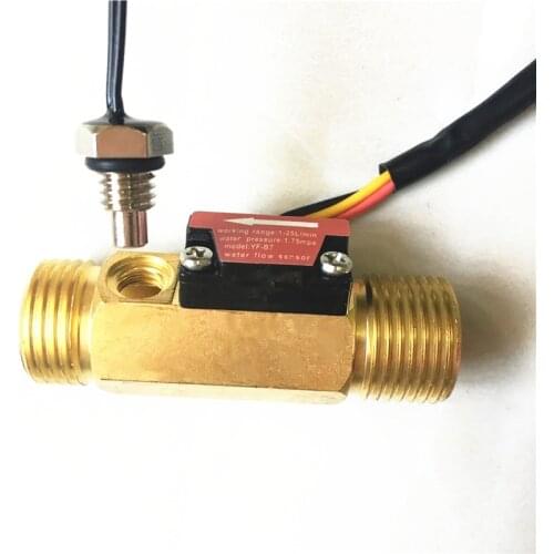 G1/2"Brass Hall flow rate meter NTC temperature measurement g1/2 water flow sensor meter