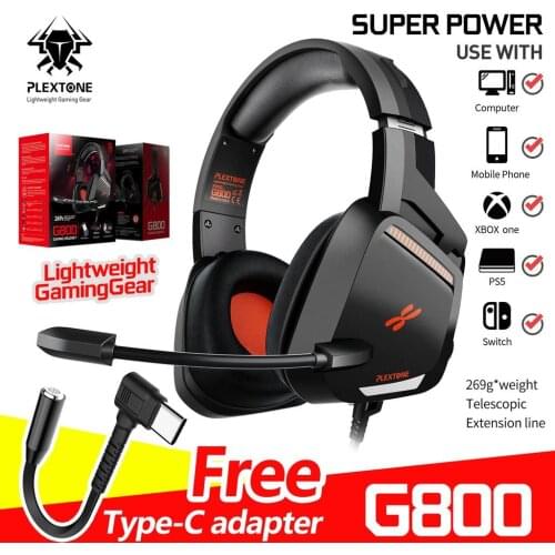 PLEXTONE G800 Gaming Headsets Extra Bass Professional Design & Deep Bass Stereo with HD Flexible Mic (190mm/3.5mm)