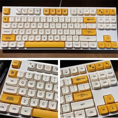 Mechanical Keyboard Keycaps Honey Milk Theme Original QX Profile 140 Keys Compatible Cherry MX Kailh Gateron Switches