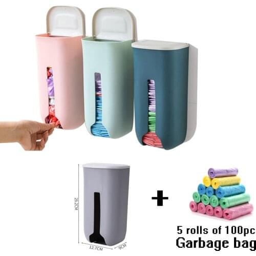 Kitchen Garbage Bag Storage Box Household Hanging Storage Rack Kitchen Bathroom Storage Utensils Free 5 Rolls Of Garbage Bags