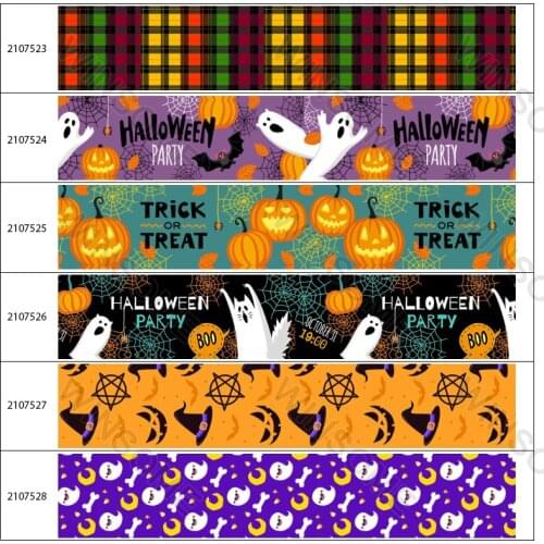 Halloween Style Printed Grosgrain Trick or Treat Ribbons 5Yards for Hair Bow All Saints Day Party Decoration