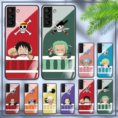 Cute anime crew Galaxy 21 Case for samsung S8 S9 S10 S10e S20 s21 plus note 8 9 10 20 ultra plus tempered glass protective coque