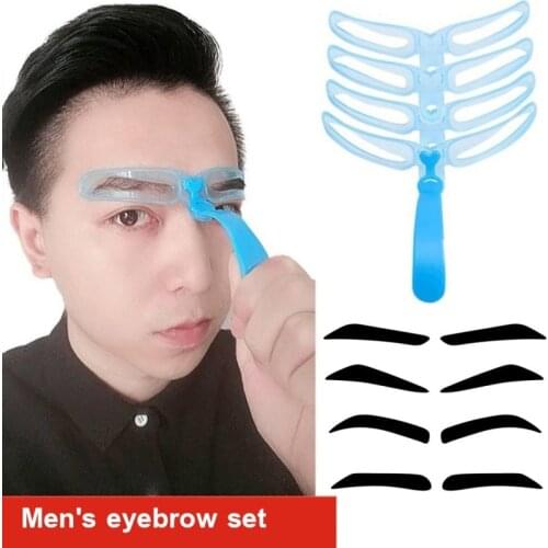 Reusable 4 In1 Eyebrow Shaping Template Helper Eyebrow Stencils Kit Grooming Card Eyebrow Defining Makeup Tools for man