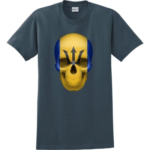 Brand Man T Shirt 2019 New Brand Tee Cotton Clothes New Barbados Flag Skull Print Charcoal T-Shirtprinted Shirts