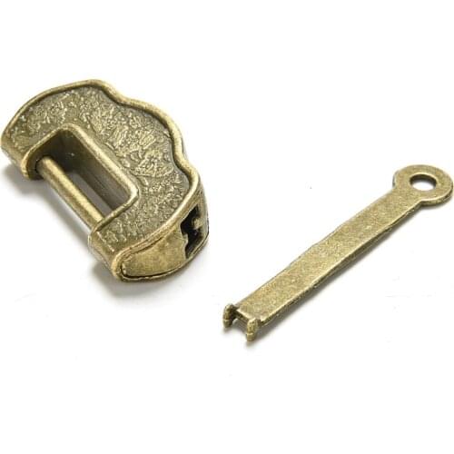 1Pc Antique Vintage Antique Iron Chinese Old Lock Retro Brass Padlock Jewelry Wooden Box Padlock Lock for Suitcase