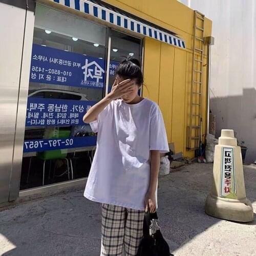 2021 News Popular T-Shirt Loose White Black Solid Womens Wear Short Sleeve Summer Student Base Clothes Girl Tshirt