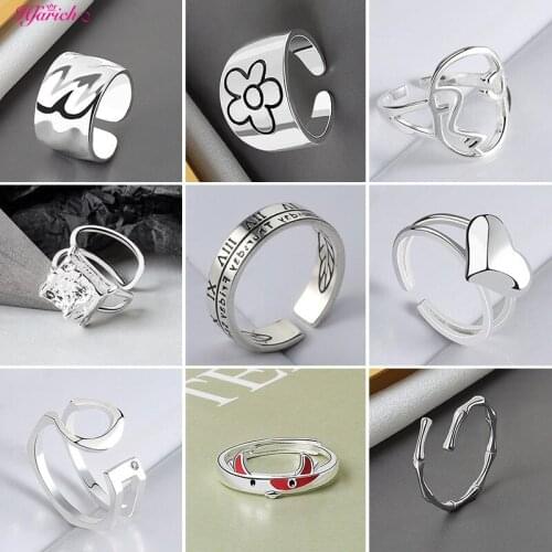 New Simple Creative Fashion Dasiy Smile Snake Bull Silver Color Wedding Jewelry Not Allergic Popular Women Love Opening Rings