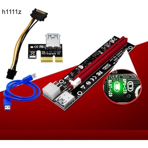 New PCI-E PCIE Riser 103 Express 1X 4x 8x 16x Extender PCI E USB Riser 0103S GPU LED 6Pin Adapter Card SATA 15pin for BTC Mining