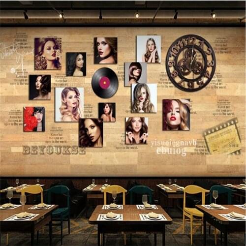 Personalized Custom European Retro Hair Cut Barber Shop Hair Salon Background Mural Wallpaper 3D Industrial Decor Wall Paper 3D