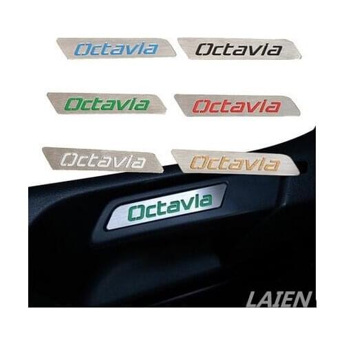 Fit for Skoda Octavia accessories Special stainless steel handle label/patch color seat lift wrench decorative sticker