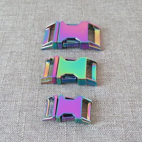 1pcs 15mm 20mm 25mm Rainbow Metal Release Buckle Hardware For Pet Dog Collar Harness Bracelet Paracord Garment Sewing Accessory