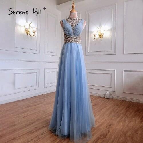 Blue Luxury A-Line Evening Dresses Gowns 2021 Beaded Sleeveless For Women Wedding Party LA70961 Serene Hill