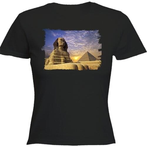 MERCHANDMANIA womens black T-shirt Sphinx Egypt GIZA PIRAMIDES girl fashion polyester tecnica short sleeve offer