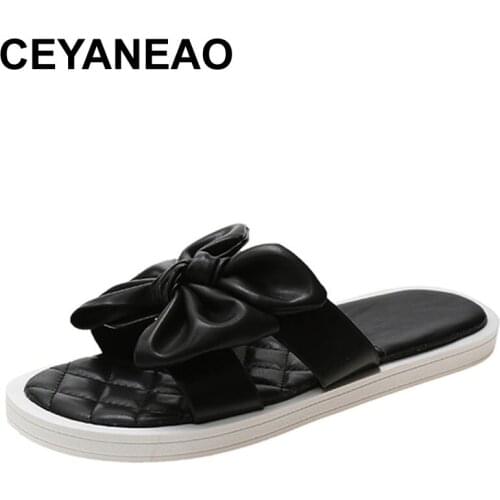 CEYANEAOWomens Flip Flops 2021 Summer New Fashion Casual Lovely Bow Women Slippers Comfortable Soft Sole Women Shoes Tenis Femi