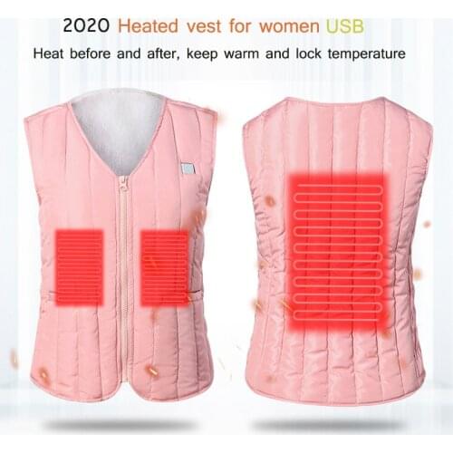 Usb Vest Size M-xl Heating Vest Winter Usb Womens Warm Safety Thermal Jacket Outdoor Skiing Heating Electric Heating Clothes