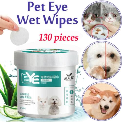 130PCS/Set Dogs Cats Pets Cleaning Wipes Paper Towels Eyes Wet Wipes Tear Stain Remover Pet Health Care Hygiene