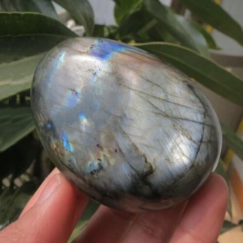 188g Natural Polished Crystal Labradorite Energy Palm Stone Pocket Stone Fengshui Reiki Healing Madagascar Stone