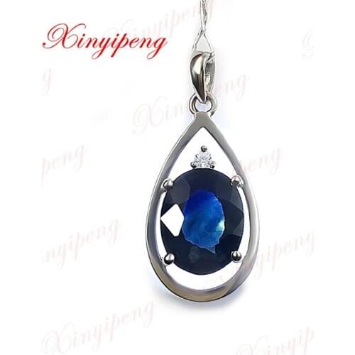 18k white gold with 100% natural sapphire pendant female 2.5carat Fashion and personality blue