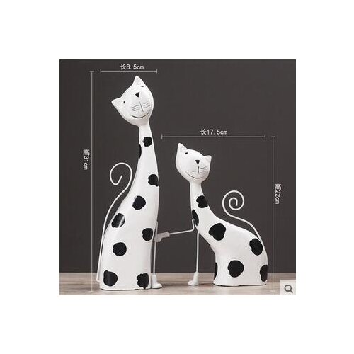 2PCS/SET WOODEN CAT STATUE SCULPTURE CREATIVE STATUES FOR DECOR HOME DECORATION ACCESSORIES MODERN INDUSTRIAL FURNISHINGS