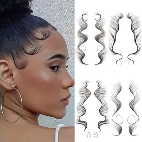 2Pcs 5 Styles Fashion Baby Hair Tattoo Stickers Creating The Seriously Real Baby Hairs For You Hairline Sticker