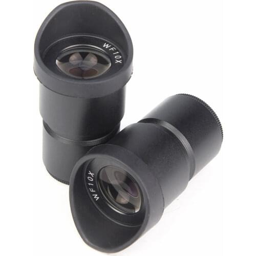 1 Pair WF10X/20mm Wide Angle Eyepiece Optical Lens for Stereo Microscope with Eye Guards Mounting Size 30.5mm