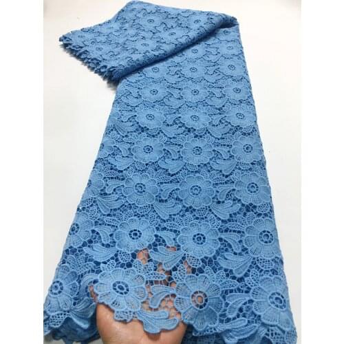 2021 Latest Sky Blue Guipure Cord Lace High Quality Nigerian African Lace Fabric Water Soluble Lace Fabric For Wedding Party